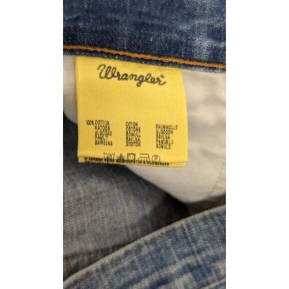 Wrangler Mens 36x32 Blue Denim Jeans Cotton Pockets Button Zip Solid Mid Rise - Picture 7 of 8